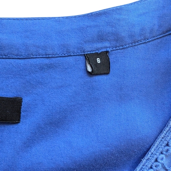 Marcs Dress Periwinkle Blue Cotton Broderie Lace Panel Silk Coquette Women's 6 - Picture 6 of 15